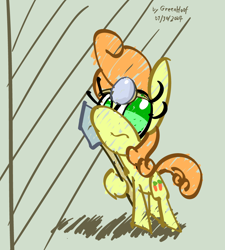 Size: 902x1002 | Tagged: safe, artist:greenhoof, carrot top, golden harvest, earth pony, pony, g4, female, headlamp, shovel, simple background, solo