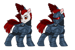 Size: 2400x1600 | Tagged: safe, artist:thescornfulreptilian, oc, oc only, pegasus, pony, armor, helmet, knight, pegasus oc, simple background, solo, transparent background, wing armor, wings