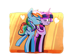 Size: 2600x2000 | Tagged: safe, artist:ronin20181, rainbow dash, twilight sparkle, alicorn, pegasus, pony, g4, duo, duo female, female, lesbian, ship:twidash, shipping