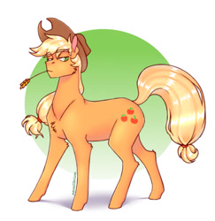 Size: 540x555 | Tagged: safe, artist:equeslibrium, applejack, earth pony, pony, g4, hat, simple background, solo