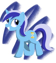 Size: 1920x2160 | Tagged: safe, artist:solarflare6041, minuette, pony, unicorn, g4, abstract background, grin, horn, lineless, smiling, solo