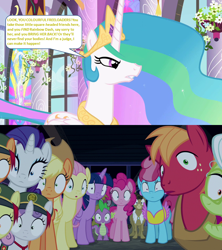 Size: 1280x1440 | Tagged: artist needed, safe, anonymous artist, edit, edited screencap, screencap, apple bloom, applejack, big macintosh, cup cake, fluttershy, granny smith, matilda, pinkie pie, princess celestia, rarity, scootaloo, spike, sweetie belle, twilight sparkle, alicorn, donkey, dragon, earth pony, pegasus, pony, unicorn, 28 pranks later, g4, the return of harmony, :o, alternate ending, alternate scenario, angry, apple sisters, applejack's hat, bad end, belle sisters, comic, cowboy hat, crown, cutie mark crusaders, female, filly, foal, freckles, hat, horn, idiot, implied rainbow dash, jewelry, karma, male, mare, oh crap, oh my, oh no, open mouth, prank gone wrong, reference, reference in the description, reference to another series, regalia, scout uniform, shrunken pupils, siblings, sisters, stallion, talking, text box, the fresh prince of bel-air, threatening, twilight sparkle (alicorn), uh oh, uncle phil, vengeance, wide eyes