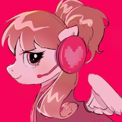 Size: 2048x2048 | Tagged: safe, artist:g5p7r, oc, oc only, pegasus, pony, clothes, female, headphones, headset, mare, pink background, ponytail, simple background