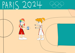 Size: 2281x1616 | Tagged: safe, artist:joshpikadplover2017, rainbow dash, human, g4, 2024 olympics, basketball, germany, humanized, japan, misty (pokémon), olympic games, olympics, paris 2024, pokémon, sports