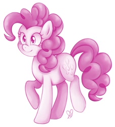 Size: 916x1011 | Tagged: safe, artist:czscribbles, part of a set, pinkie pie, earth pony, pony, g4, female, mare, monochrome, pink, raised hoof, simple background, smiling, solo, white background