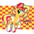 Size: 894x894 | Tagged: safe, artist:mimaoartz, sunset shimmer, pony, unicorn, g4, checkered background, coat markings, colored hooves, ear piercing, earring, hooves, horn, jewelry, piercing, socks (coat markings), solo