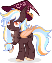 Size: 3573x4289 | Tagged: safe, artist:cirillaq, oc, oc only, oc:trick o' treat, bat pony, pony, female, hat, mare, simple background, solo, transparent background, vector, witch hat