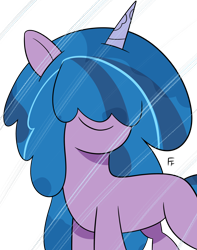 Size: 2480x3155 | Tagged: safe, artist:frownfactory, izzy moonbow, pony, unicorn, g5, my little pony: tell your tale, female, horn, missing cutie mark, rain, simple background, solo, transparent background, wet, wet mane