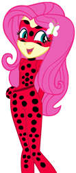 Size: 702x1586 | Tagged: safe, artist:nicholasclavier, fluttershy, human, equestria girls, g4, crossover, ladybug (miraculous ladybug), miraculous ladybug, open mouth, open smile, purse, simple background, smiling, solo, transparent background