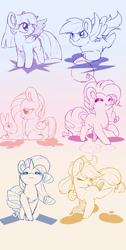 Size: 1024x2036 | Tagged: safe, artist:meteor s, applejack, fluttershy, pinkie pie, rainbow dash, rarity, twilight sparkle, alicorn, earth pony, pegasus, pony, unicorn, g4, cute, dashabetes, diapinkes, gradient background, gray background, horn, jackabetes, mane six, monochrome, raribetes, shyabetes, simple background, twiabetes, twilight sparkle (alicorn)