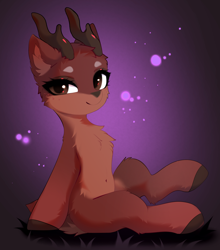 Size: 3240x3677 | Tagged: safe, artist:empress-twilight, oc, oc only, oc:astrid, deer, equestria at war mod, antlers, belly, belly button, cheek fluff, chest fluff, commission, doe, ear fluff, female, freckles, looking at you, red fur, smiling, soldier, solo, ych result