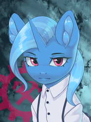 Size: 3120x4200 | Tagged: safe, artist:闪电_lightning, derpibooru exclusive, trixie, pony, unicorn, equestria at war mod, g4, bust, clothes, female, horn, mare, portrait, socialism, solo, syndicalism