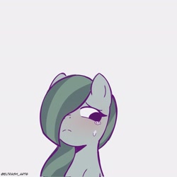 Size: 2047x2048 | Tagged: safe, artist:eltrash_art6, marble pie, earth pony, pony, g4, blushing, cute, female, marblebetes, mare, simple background, solo, sweat, sweatdrop, white background