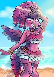 Size: 1240x1754 | Tagged: safe, artist:jully-park, ruby jubilee, pegasus, anthro, g5, clothes, female, ocean, solo, swimsuit, water