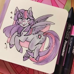 Size: 1048x1048 | Tagged: safe, artist:seuris1, twilight sparkle, alicorn, pony, g4, butt, female, mare, plot, solo, traditional art, twilight sparkle (alicorn)