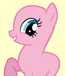 Size: 533x626 | Tagged: artist needed, source needed, safe, artist:ameliagirls53, earth pony, pony, dragonshy, g4, season 1, bald, base, female, mare, raised hoof, raised leg, simple background, solo, talking, tan background