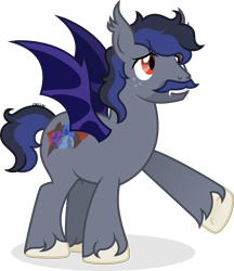 Size: 3186x3694 | Tagged: safe, artist:cirillaq, oc, oc only, oc:lunar night, bat pony, pony, facial hair, male, moustache, simple background, solo, stallion, transparent background