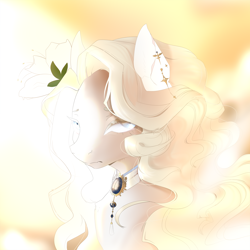 Size: 2500x2500 | Tagged: safe, artist:purgarawry, oc, earth pony, blonde, blue eyes, bust, collar, ear piercing, earring, earth pony oc, jewelry, piercing, solo