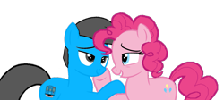 Size: 2939x1319 | Tagged: safe, artist:williamtheofficial, pinkie pie, oc, oc:william, earth pony, g4, canon x oc, female, male, shipping, simple background, straight, transparent background