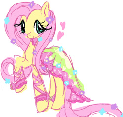 Size: 730x693 | Tagged: safe, artist:tinkerdolly, fluttershy, pegasus, g4, female, mare, outfit, simple background, solo, white background