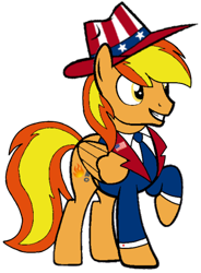 Size: 311x422 | Tagged: safe, artist:noi kincade, oc, oc only, oc:firey ratchet, pegasus, g4, 4th of july, american independence day, clothes, detective, hat, holiday, male, solo