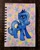 Size: 3072x3816 | Tagged: safe, artist:dariarchangel, princess luna, alicorn, pony, g4, blue coat, blue hair, blue mane, blue tail, cute, female, folded wings, looking up, luna's crown, lunabetes, mare, photo, s1 luna, sketchbook, smiling, standing, stars, tail, traditional art, wings, young luna