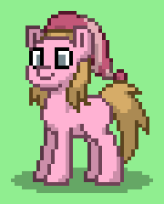 Size: 180x224 | Tagged: safe, earth pony, pony, pony town, blank flank, blonde, despicable me, edith gru, female, green background, simple background, solo