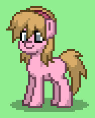 Size: 188x232 | Tagged: safe, alternate version, earth pony, pony, pony town, blank flank, blonde, despicable me, edith gru, female, green background, hatless, missing accessory, simple background, solo