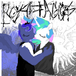 Size: 400x400 | Tagged: safe, artist:y122n20497166, princess celestia, princess luna, alicorn, anthro, g4, duo, duo female, eyes closed, female, incest, kissing, lesbian, royal sisters, ship:princest, shipping, siblings, sisters