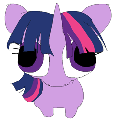 Size: 604x621 | Tagged: safe, artist:riceflowers_art, twilight sparkle, pony, unicorn, g4, female, horn, kubrick stare, mare, ms paint, simple background, solo, stylistic suck, twiggie, white background