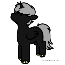 Size: 3000x3000 | Tagged: safe, artist:purple wingshade, part of a set, oc, oc only, oc:black nurturer, alicorn, pegasus, pony, unicorn, horn, simple background, solo, transparent background