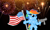 Size: 826x496 | Tagged: safe, artist:dragonboi471, artist:rainbowdashsmailbag, rainbow dash, pony, g4, 4th of july, american flag, bipedal, fireworks, gun, holiday, machine gun, murica, muscles, rainbuff dash, solo, sunglasses, weapon