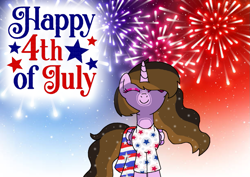 Size: 1131x800 | Tagged: safe, artist:noi kincade, oc, oc only, oc:princess kincade, alicorn, g4, 4th of july, american independence day, female, fireworks, holiday, solo