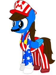 Size: 768x1024 | Tagged: safe, artist:bluemario11, oc, oc only, pegasus, g4, 4th of july, american independence day, facial hair, holiday, male, moustache, pegasus oc, simple background, solo, transparent background