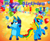 Size: 2178x1783 | Tagged: safe, artist:shieldwingarmorofgod, oc, oc only, oc:shield wing, dog, g4, australian cattle dog, balloon, bluey, duo, eye strain, happy birthday, male