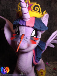 Size: 2304x3072 | Tagged: safe, artist:1stastrastudio, twilight sparkle, alicorn, dragonfly, insect, pony, g4, big crown thingy, element of magic, insect on nose, irl, jewelry, photo, plushie, regalia, solo, twilight sparkle (alicorn)