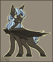 Size: 1800x2100 | Tagged: safe, artist:stardustspix, oc, oc only, oc:comet coma, bat pony, pony, bat ears, bat pony oc, colored eyebrows, colored eyelashes, large wings, male, multicolored hair, no pupils, solo, stallion, wings