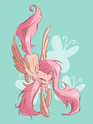 Size: 1969x2626 | Tagged: safe, artist:kaf_pone, fluttershy, pegasus, pony, g4, eyes closed, female, mare, simple background, solo, spread wings, wings