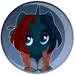 Size: 3000x3000 | Tagged: safe, artist:kabuvee, oc, oc only, oc:pale moon, pony, unicorn, braid, bust, horn, male, portrait, solo, stallion, unicorn oc