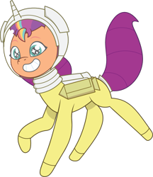 Size: 957x1108 | Tagged: safe, artist:prixy05, sunny starscout, earth pony, pony, g5, my little pony: tell your tale, female, floating, grin, mane stripe sunny, mare, simple background, smiling, solo, space helmet, spacesuit, transparent background, vector, wingding eyes