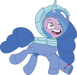 Size: 1270x1228 | Tagged: safe, artist:prixy05, izzy moonbow, pony, unicorn, g5, my little pony: tell your tale, female, floating, horn, mare, simple background, solo, space helmet, spacesuit, transparent background, vector, wingding eyes