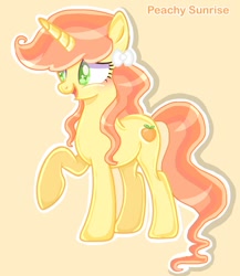 Size: 768x884 | Tagged: safe, artist:chalaea, oc, oc only, oc:peachy sunrise, pony, unicorn, horn, simple background, solo