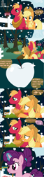 Size: 3000x12000 | Tagged: safe, applejack, big macintosh, sugar belle, earth pony, pony, g4, spoiler:comic, apple, food, moon apple, tree