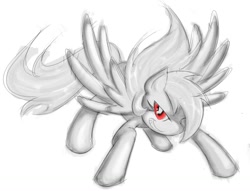 Size: 1065x813 | Tagged: dead source, safe, artist:furiousangels_, rainbow dash, pegasus, pony, g4, female, mare, monochrome, solo, spread wings, wings