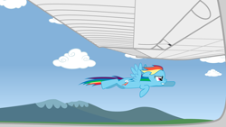 Size: 4000x2250 | Tagged: safe, artist:ifollowroads, rainbow dash, pegasus, pony, g4, cessna, cessna 172, cloud, female, flying, mare, plane, solo, spread wings, vehicle, windswept mane, wings