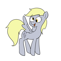 Size: 1155x1155 | Tagged: artist needed, safe, artist:this_sl0th, derpy hooves, pegasus, pony, g4, eyebrows, female, mare, open mouth, open smile, simple background, smiling, solo, spread wings, white background, wings