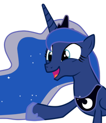 Size: 1600x1851 | Tagged: safe, artist:junkiesnewb, princess luna, alicorn, pony, g4, luna eclipsed, season 2, blue hair, blue mane, crown, dark blue coat, dark blue fur, dark blue pony, ethereal hair, ethereal mane, female, jewelry, luna's crown, mare, open mouth, open smile, peytral, regalia, simple background, smiling, solo, sparkly hair, sparkly mane, teal eyes, transparent background, vector