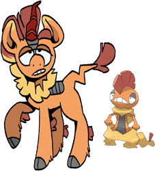 Size: 807x890 | Tagged: safe, artist:msponies, kirin, scrafty, g4, cloven hooves, kirin-ified, pokémon, simple background, solo, species swap, transparent background