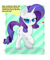 Size: 3000x3600 | Tagged: safe, artist:scandianon, rarity, pony, unicorn, g4, dialogue, dialogue box, female, floating heart, heart, horn, looking at you, mare, raised hoof, smiling, solo, tilde