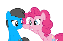 Size: 3136x2064 | Tagged: safe, artist:williamtheofficial, pinkie pie, oc, oc:william, earth pony, g4, boop, duo, duo male and female, female, male, simple background, transparent background